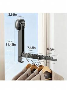 1pc Retractable Folding Clothes Drying Rack, Wall Mounted Balcony Hanger, Window Hanging Clothes Rack, No Drilling Required, Extendable Laundry Dryer