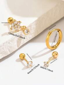 8/4 pièces Ensemble de boucles d'oreilles pour femmes, convient à tous les piercings d'oreille | Boucles d'oreilles à pendentif en zircone + anneaux pour cartilage, convient pour le bord de l'oreille, l'hélix, le lobe | Boucles d'oreilles à zircone scintillante en couches, cadeau pour usage quotidien, fête, vacances #Boucles d'oreilles en couches - Ensemble 4 - Voir 5