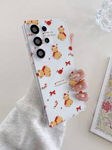 1pc Christmas Bear Bow Letter Candy Polka Dot Pattern Transparent Shockproof TPU Phone Case, Suitable As Holiday Gift For Partner And Friends, Compatible With IPhone Xs/Xsmax/Xr/11 12 13 14 15 16pro/Promax/14 15 16plus, Nothing, Pixel, INFINIX, Redmi Series