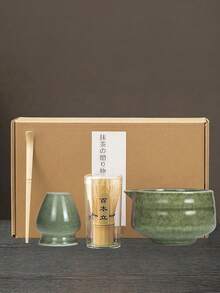 1pc/4pcs/7pcs Ceramic Matcha Bowl Set, Includes Matcha Whisk Holder, Matcha Whisk, Matcha Scoop, Japanese Tea Ceremony Set Gift Box