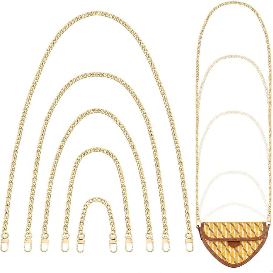 EstiloShynek - Cadena Dorada Para Cartera, 5 Unidades, Accesorios De Repuesto De Cadena, Correa Extensora Para Bolsos Cruzados, Monederos, BolsosVersióN Mejorada - Tamaños variados - Ver 1