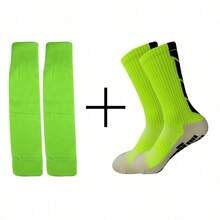 2 paires de chaussettes de sport de football anti-dérapantes multicolores, manches de jambe de course pour protéger efficacement les muscles du mollet contre les blessures - Multicolore - Voir 3