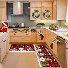 1/2/3 Pcs Thick 0.47 Inch/1.2 Cm Christmas Kitchen Mat, Gnome Doormat Set, 2 Pcs Red Buffalo Plaid Waterproof Anti-Slip Welcome Mat, Subtle Holiday Home Bathroom Decor (16x24 Inch, 16x47 Inch) - Multicolor - View 8