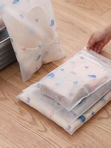 1/10PCS Whale Print Travel Storage Bag, Transparent PVC Clothes Sorting Bag, Waterproof Zipper Underwear Packing Bag,Transparent Sealed Underwear Organizer, Travel Luggage Packing Pouch