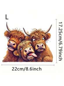 1 pieza/2 piezas/3 piezas Parche de plancha con diseño de vaca de las tierras altas Parche de transferencia de calor DIY Pegatina de transferencia de calor lavable Diseño de parche de transferencia de calor personalizado Decoración de primavera y verano para ropa - Multicolor - Ver 10