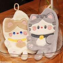 Cute Cat Hand Towel Double-Thickness Hand Towel Quick-Drying Absorbent Kitchen Cleaning Rag Bathroom Hanging Towels Home Supplie - 3 - View 3
