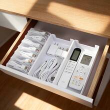 1 pieza Caja de almacenamiento de cable de datos con tapa, organizador de cajón de gran capacidad, organizador de cables de escritorio, adecuado para el hogar, la oficina, el aula, la residencia universitaria, la cocina, la división - Multicolor - Ver 6