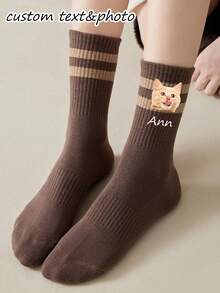 1 Pair Custom Socks,Customized Personalized Women's Mid-Calf Socks,Custom Face Socks, Custom Photo Sock, Custom Printed Socks, Personalized Funny Face Socks, Custom Picture Socks, Put Any Face On The Socks, Anniversary Gift, Valentine Gift, Birthday Gift, Wedding Gift,Colorful,Cute