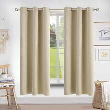 Cortinas Blackout para Recamara Cortas,Cortinas para Recamara Reducción de Ruido,Cortina con Ojales en la Parte Superior,Suave 100% Poliéster Tela Impermeable,2 Paneles, 132x140cm - Gris-1.32*1.40m - Ver 9