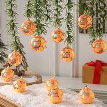 12 piezas Juego de adornos de bolas de Navidad, decoraciones colgantes para el árbol de Navidad brillantes, bolas de adorno de colores, decoraciones colgantes con forma de corazón, adecuadas para Navidad, Halloween, bodas, San Valentín y Año Nuevo, ideales para decoración de fiestas en el hogar y regalos de celebración, decoraciones navideñas, decoración de escenas navideñas, decoraciones navideñas para el hogar, regalos de Navidad, decoración navideña - Multicolor - Ver 4