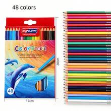 12/24/36/48pcs Oil-Based Colored Pencil Set, Drawing, Painting And Coloring Tools, Suitable For Students, Office, School, Sketching, Markers, Stationery, Boys, Girls, School Supplies, Professional Drawing, Coloring And Filling, Colored Pencil Art Design, School Stationery And Art Supplies, Christmas Decoration