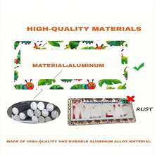 Playful  Caterpillar Design With Vibrant, Storybook-Inspired Charm, Aluminum Metal Rust-Proof Waterproof Car License Plate Frame For Standard US 12x6 Inch, Meets US Standards Suitable All Small, Pickups And Other Models - Đóng khung - Xem 9
