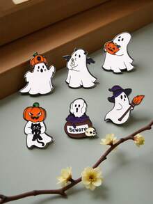 1pc/6pcs Dark Gothic Demon, Ghost, Pumpkin, Skull Brooch Pins, Halloween Costume Decor, Gothic Vibe Party, Special Occasion Christmas Gift