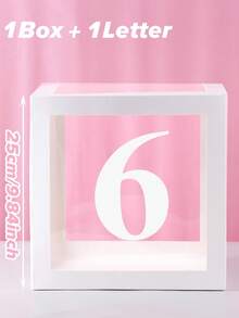 1pc 25cm White Number Transparent Box(Box&Letter), Transparent Balloon Box Gift Box, DIY Free Combination Numbers,Birthday Party Background Decoration Box, 1st Birthday Party Scene Setting Number Box, Babe Shower Decoration, Transparent Balloon Box Gift Box, Gender Reveal Party Decor Balloon Box, Room Decor Balloon Storage Box, Party Background Photography Props, Party Favor