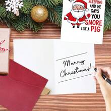 1pc Funny Santa Claus Greeting Card (With Envelope) - "He'll Be Watching You While You Sleep" Humorous Holiday Greeting Card, Christmas And New Year Greeting Card - Unique Holiday Humor For Anyone - Multicolor - View 4