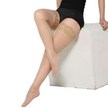 1 Pair Size S-L 30D Sheer Lace Thigh High Stockings With Silicone Nylon Stay Up Pantyhose For Women, Y2k