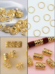 40pcs/Set Mixed Shapes Dreadlock Hair Ties, Suitable For Braiding Hairstyles, Adjustable Hair Bands For All Seasons