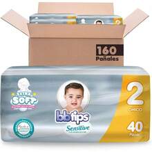 BBtips Sensitive, Recien Nacido, 160 Pañales (8 paquetes con 20 pañales) - Pañales + Salud personal cuidado,Talla 2 - Ver 5