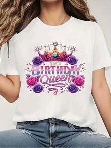 Women Women's Printed T-Shirt, Comfortable And Fashionable Top, Perfect For Travel And Fitness, With A Round Neckline And A Loose Fit. Perfect For Halloween, Thanksgiving, Christmas, Or Birthday Gifts