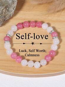 Elegance Manifest Love & Attraction Pink Rhodonite Bracelet Achieve Self Worth, Calmness, Self-Love, Balance Meditation Jewelry For Women Men