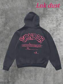 Y2K  Brent Faiyazzz Pink Sonder Rap Print,250g Polyester Men's And Women's Clothing Casual And Cozy Hoodies Leyo,  Long Sleeve Hooded Sweatshirt, Casual Versatile Top For Autumn Winter - Xám - Xem 2