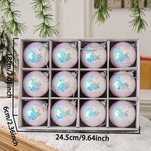 12 piezas Juego de adornos de bolas de Navidad, decoraciones colgantes para el árbol de Navidad brillantes, bolas de adorno de colores, decoraciones colgantes con forma de corazón, adecuadas para Navidad, Halloween, bodas, San Valentín y Año Nuevo, ideales para decoración de fiestas en el hogar y regalos de celebración, decoraciones navideñas, decoración de escenas navideñas, decoraciones navideñas para el hogar, regalos de Navidad, decoración navideña - Multicolor - Ver 12