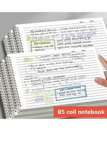 1 pièce Cahier spirale format B5, contenant 60 ou 120 pages, avec des pages transparentes épaisses et une reliure spirale horizontale, pratique pour tourner les pages, convient pour la prise de notes, la tenue d'un journal et l'écriture créative - B5 - Voir 2