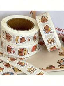 1/3/6/10pcs Kabibala Waterproof Stickers, 500 Sheets - High Adhesive, No Residue, Cute Animal & Food Patterns - Great For Back To School Rewards, Can Stick On Water Bottles, Laptops, Scrapbooks - Fun Reward Gift, Adorable Stickers - Multicolor - View 6