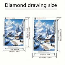 新款冬季雪景、雪山、松树图案 DIY 钻石画艺术套件、钻石画套装及配件、亚克力圆形钻石马赛克艺术、多种尺寸可选 [30x40cm/11.8x15.75in] [40x60cm/15.75x23.64in]，适合母亲节、父亲节、劳动节、圣诞节、万圣节、情人节、节日墙艺 [不含画框] - 彩色 - 查看 4