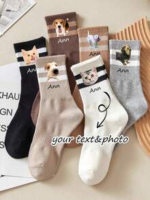 1 Pair Custom Socks,Customized Personalized Women's Mid-Calf Socks,Custom Face Socks, Custom Photo Sock, Custom Printed Socks, Personalized Funny Face Socks, Custom Picture Socks, Put Any Face On The Socks, Anniversary Gift, Valentine Gift, Birthday Gift, Wedding Gift,Colorful,Cute