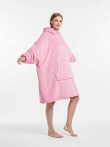 Sherpa Sleeve & Giant Pocket Thick Flannel Wearable Blanket Hoodie - Unisex Hooded Blanket Sweatshirt Gift, Warm & Cozy Oversized Blanket Hoodie, Couples, Sisters, Home Use