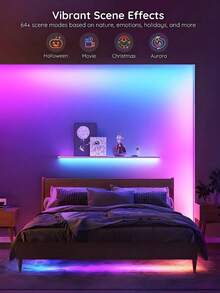 1pc Room LED Light Strip, Room Lamp, Decorative Lighting, 5050 RGB Light Strip 1m/3 Meters/5m/10m/20m, Color Changing String Lights, Cuttable Length, 3-Key Dynamic Speed Control, Dimmable, For Room Decor, Home Decor, Wedding Decor, Party Supplies, Bedroom, Kitchen, Party DIY, Room, Bathroom, Stairs, Kitchen, TV Backlight, Birthday, Easter Gift, Easy Installation, Holiday Party Supplies, Thanksgiving, Mother's Day - Multicolor - View 4