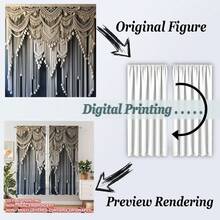 2pcs Boho Macrame Fabric Printed Curtains, Single-Sided Print, Fade-Resistant, Soft, Draping, Thick, Blackout, Machine Washable, Rod Pocket Design, Suitable For Bedroom, Bathroom, Living Room, Closet, Office, Vintage Gift