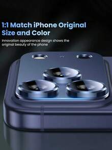 1pc Apple 17 Pro Max Camera Lens Protector - [Anti-Crack] [Strong Adhesion] [Compatible With Phone Case] Metallic Tempered Glass Rear Camera Screen Protector - Deep Blue