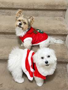 狗狗圣诞礼服，可爱小狗圣诞服装，圣诞礼服和帽子，冬季外套圣诞节节日服装，适合中小型犬猫宠物（S、M、L、XL） - 彩色 - 查看 7