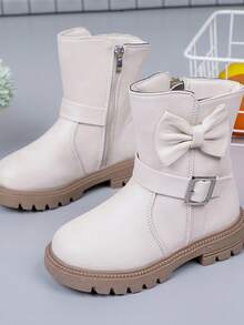 1双女童秋冬保暖内衬柔软PU皮舒适百搭轻便软底室内/室外休闲靴 - 白色 - 查看 10