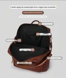 Women's Backpack In High Quality PU Leather, Medium Spacious With Shoulder Strap - 咖啡棕 - 查看 4