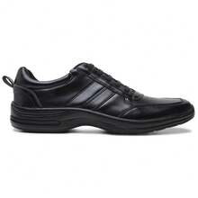 Men's Comfort Shoes, Black Coffee, Leather, Everyday, Tennis Style, Soft, Orthopedic, Comfortable - màu đen - Xem 1