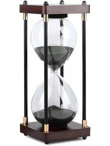 Reloj de Arena de 30 Minutos, Temporizador de Madera para Niños, Aula, Dormitorio, Oficina y Juegos (Negro) - 1 - Ver 2