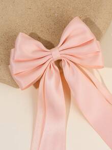 1 دبوس شعر فيونكة ذيل طويل من الساتان للبنات، فيونكة شعر أنيقة بلون صلب مناسبة للاحتفالات والحفلات العائلية والاستخدام اليومي والعطلات، هدية للبنات المراهقات، إكسسوار شعر فينتاج