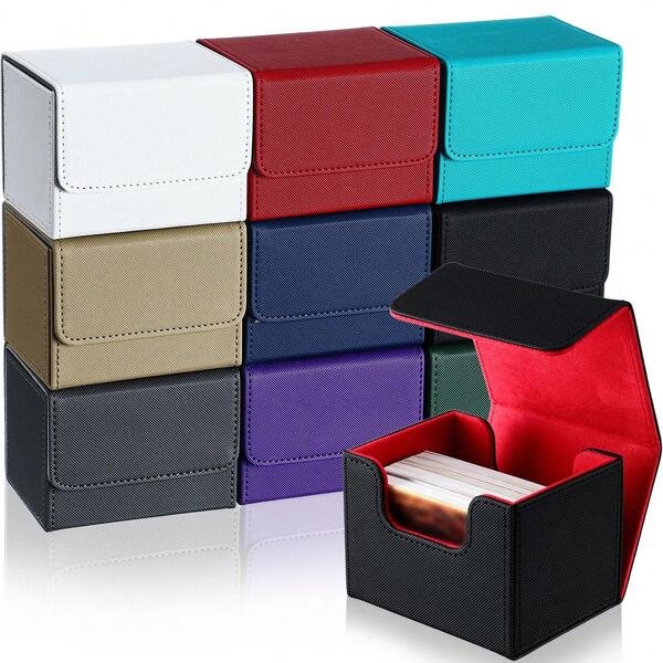 Card Deck Box For Trading Cards, MTG Commander Deck Box Holds 100+ Single Sleeved Cards, Leather Magnetic Card Storage Box Fits For TCG CCG Magic Cards