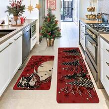 1/2/3 buah Keset Lantai Dapur Tebal 0,47 inci/1,2 cm Motif Pohon Natal & Manusia Salju - Anti Selip, Karpet Tahan Minyak untuk Dapur, Ruang Tamu, Ruang Cuci, Kamar Mandi - Tahan Noda, Tahan Air, Cocok Sebagai Keset Pintu, Dekorasi Ruangan, Mudah Dibersihkan, Anti Lelah - MultiWarna - View 5