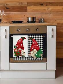 1/2pcs Christmas Gnome Kitchen Towels - Soft, Absorbent Microfiber Dish & Hand Towels For Holiday Decor, Machine Washable, Christmas Kitchen Towels, 15.7x23.6inch , Perfect For Holiday Home Decor