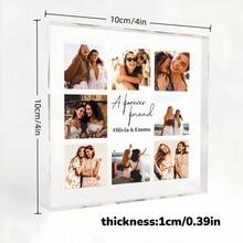 1个定制方形亚克力照片拼贴块 – 可上传9张家庭/情侣照片，打印清晰，可独立摆放，适合任何场合，如圣诞节、万圣节、周年纪念日、婚礼、生日礼物 - 多色2 - 查看 3