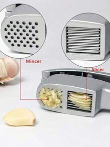 1pc Multifunctional Garlic Press, Two-In-One Garlic Press, Manual Garlic Grater, And Garlic Cutter,  Aluminum Alloy Garlic Crusher, Metal Garlic Mincer, Washable Garlic Grater, Kitchen Garlic Press, Ginger Juice Extractor, Garlic Press Tool - Silver - View 4