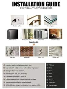 PVC Square Crystal Film Self-Adhesive Removable Wall Decals Bohemian-Style Home Decor Waterproof, Removable DIY Furniture & Cabinet Protection Feature Wall Accents For Gyms, Dorms, Living Rooms, Bathrooms, Bedrooms, Kids' Rooms Wall Cabinets, Wine Racks, Dining Tables, Doors Easy-Clean Textured Surface Tile Stickers, Tile Decals, Wall Decals, Wall Decor, Home Accessories, Room Decor, Feature Wall Art