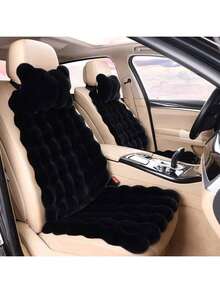 1pc Plush Car Seat Cushion, Single Seat Pad With Backrest, Soft And Warm Fuzzy Car Mat For Winter, Luxurious And Comfortable Riding Experience