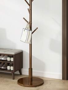 Perchero De Lujo Con Base Tipo Marmol Perchero de pie de madera maciza, perchero vertical simple para dormitorios, hogares y oficinas. Adecuado para tops de primavera y verano, - Negro - Ver 3