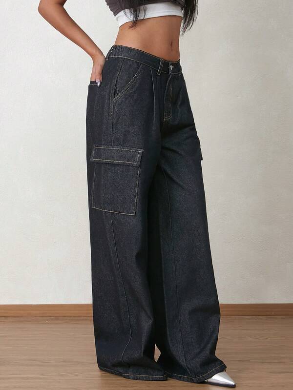 Women's Loose Wide Leg High Waist Casual Fashion Jeans Spring