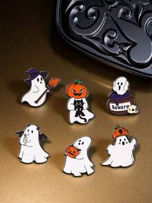 1pc/6pcs Dark Gothic Demon, Ghost, Pumpkin, Skull Brooch Pins, Halloween Costume Decor, Gothic Vibe Party, Special Occasion Christmas Gift